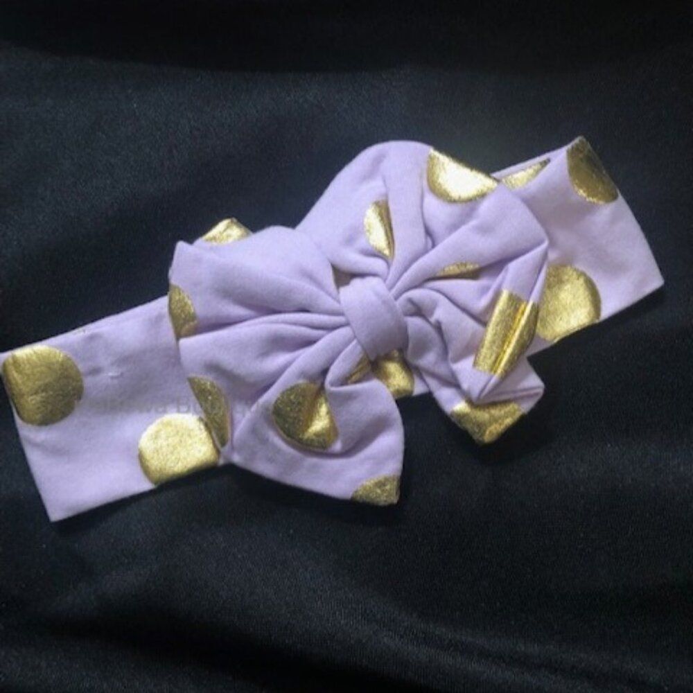 Lavender & Gold Big Bow Headband  LGPDMB  Handmade NWT Boutique